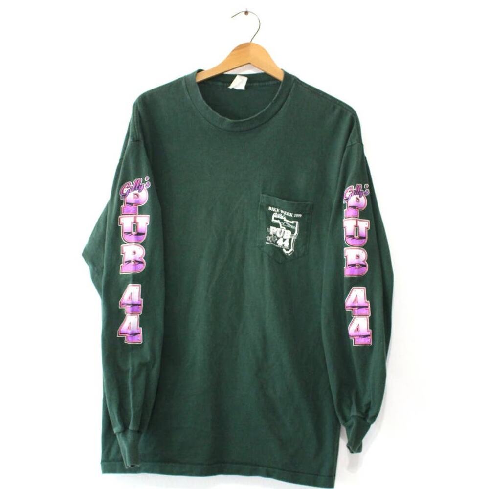 Vintage 1999 Bike Week New Smyrna Beach Florida Long Sleeve T Shirt Large Green